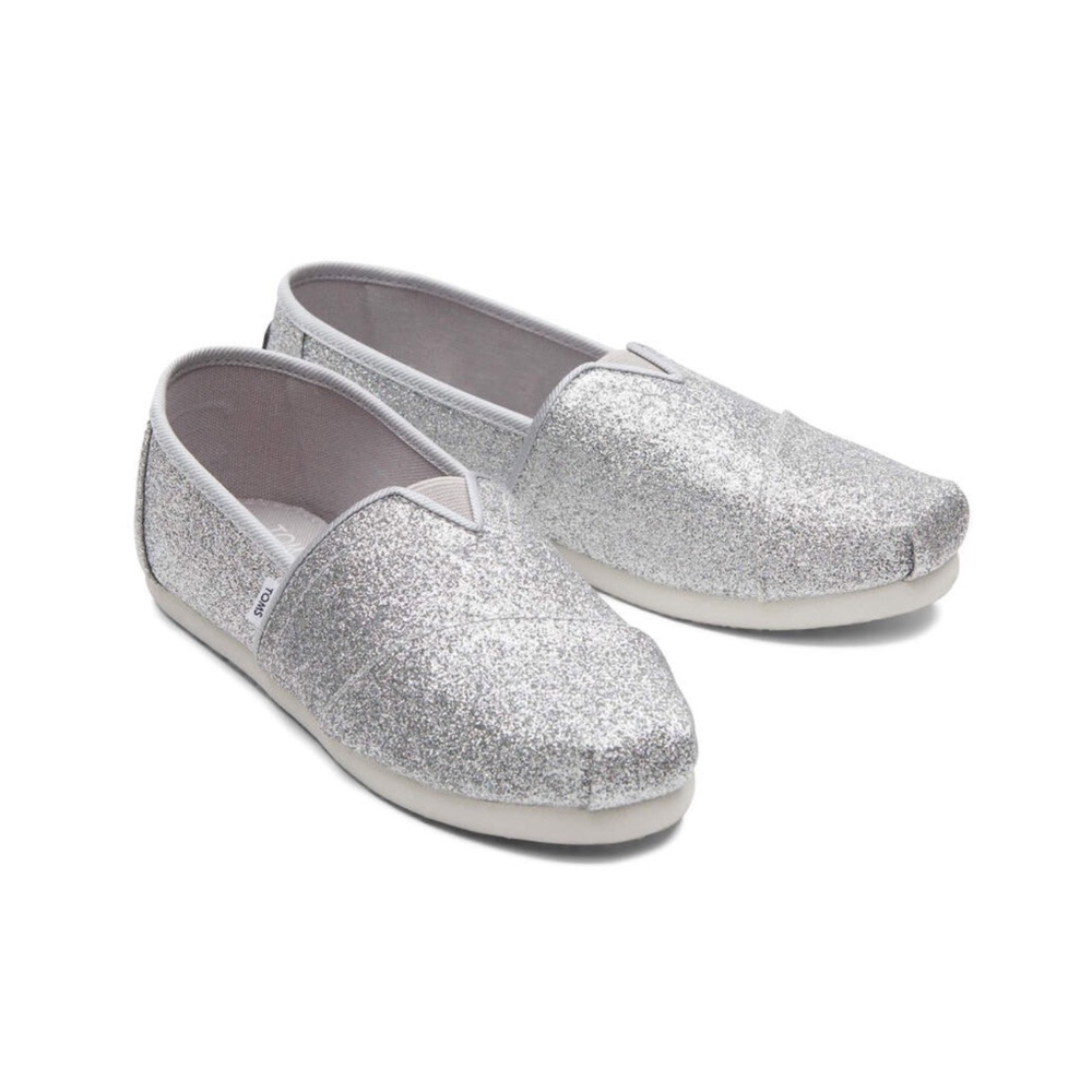 TOMS Silver Iridescent Glitter Shoes - Lightly Used/Wedding Shoes
